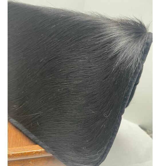 VTG GENUINE COWHIDE CLUTCH BAG FLAP BLACK WESTERN BOHEMIAN FRINGE RARE VERSATILE - Picture 3 of 16